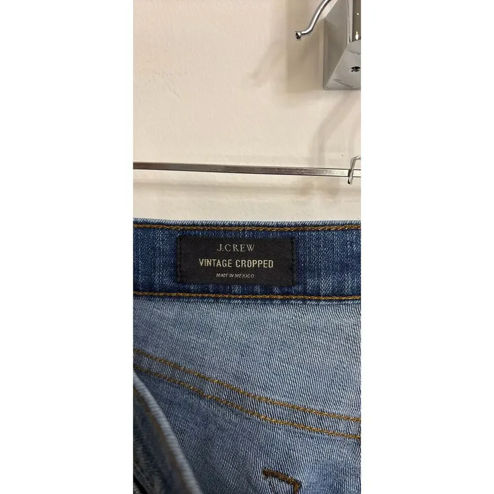 J. Crew Straight Jeans Womens 27 Blue Vintage Cropped Premium Cone Denim Stretch